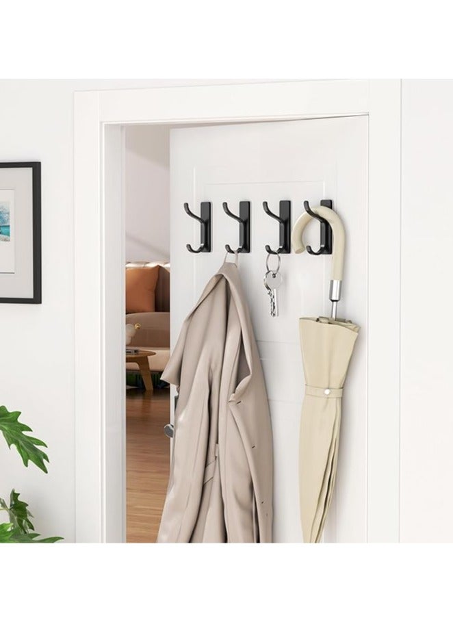 عربست خطافات تعليق على الحائط والباب: خطافات لاصقة للقبعات والمناشف والحقائب والملابس والمفاتيح وحقائب الظهر، وشماعات للمطبخ والحمام والدش، متينة وقابلة للالتصاق، تتحمل وزن 13 رطلاً، مصنوعة من الفولاذ المقاوم للصدأ، لون أسود، عبوة من 4 قطع - Image 5