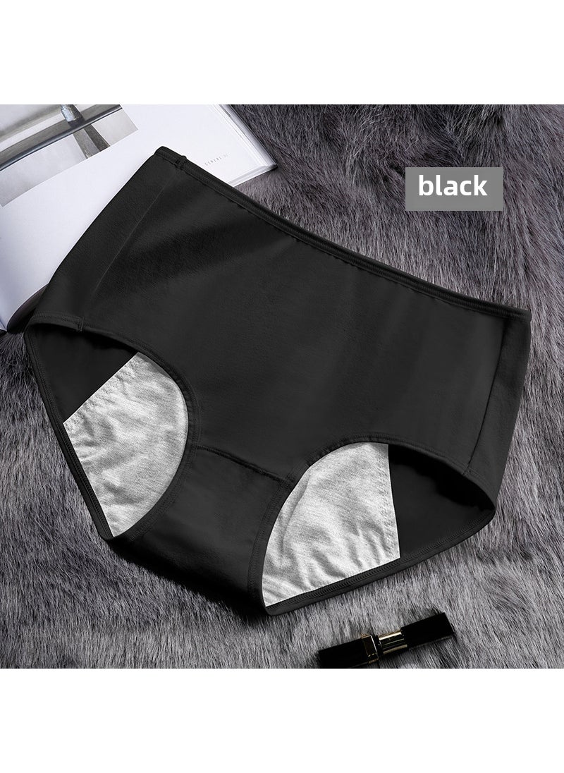 Generic Cotton Menstrual Panties Mid-Waist Leakproof Breathable Black  - Image 1