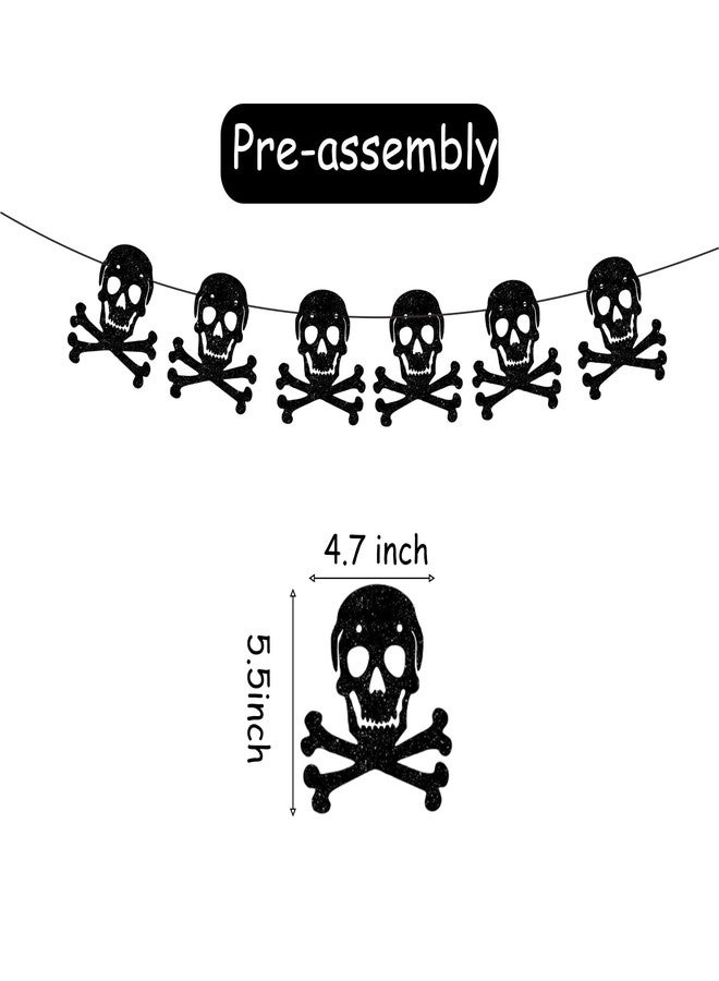 Difuento Gothic Happy Birthday Banner Black Glitter Old English Skull Garland Funny Funeral Birthday Banner for Scream Party,20th 30th 40th Birthday,Gothic Birthday Decorations,Halloween Party - Image 3