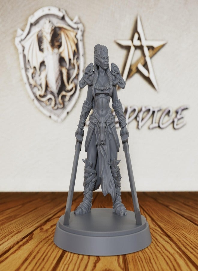 AUSPDICE Fantasy Warrior Figure for DND Campaigns - Unpainted 28mm Barbarian Chieftain Miniature for Tabletop RPG, TRPG Battles & Army Building - Hand-Paint Ready Hero Model-AS130 - Image 1