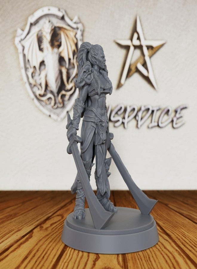AUSPDICE Fantasy Warrior Figure for DND Campaigns - Unpainted 28mm Barbarian Chieftain Miniature for Tabletop RPG, TRPG Battles & Army Building - Hand-Paint Ready Hero Model-AS130 - Image 2