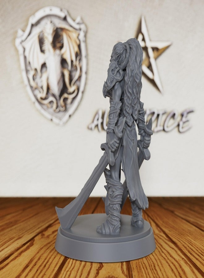 AUSPDICE Fantasy Warrior Figure for DND Campaigns - Unpainted 28mm Barbarian Chieftain Miniature for Tabletop RPG, TRPG Battles & Army Building - Hand-Paint Ready Hero Model-AS130 - Image 5