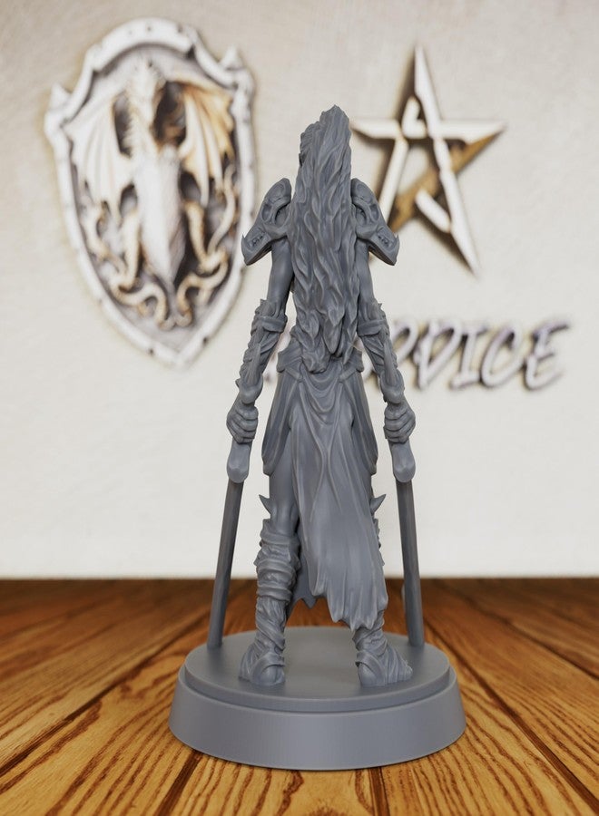 AUSPDICE Fantasy Warrior Figure for DND Campaigns - Unpainted 28mm Barbarian Chieftain Miniature for Tabletop RPG, TRPG Battles & Army Building - Hand-Paint Ready Hero Model-AS130 - Image 4