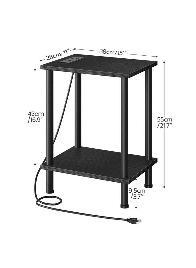 HOOBRO Side Table with Charging Station, End Table with USB Ports and Outlets, Nightstand with 2-Layer Storage Shelves for Small Spaces, Living Room, Bedroom, Black BK09UBZ01 - Image 5