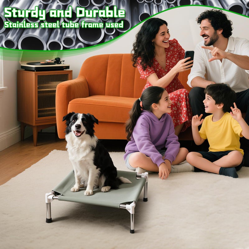 Makerfire Elevated Dog Bed, Indoor/Outdoor Raised Dog Cot for Small Dogs, Detachable Pet Bed with Non-Slip Feet, Polyester Cotton (19.5'' L x 19.5'' W x 6.4" H) - Image 2