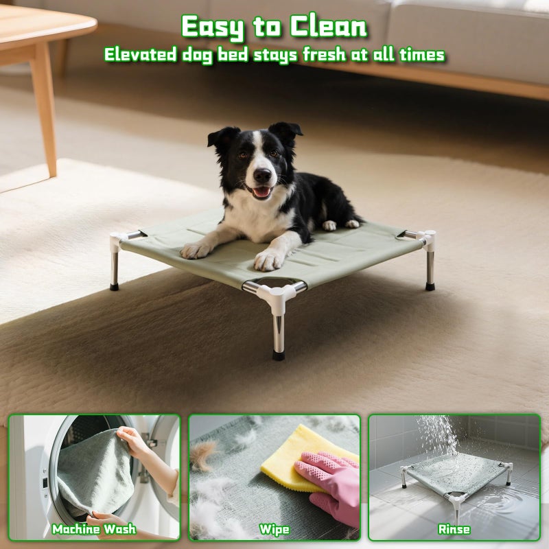 Makerfire Elevated Dog Bed, Indoor/Outdoor Raised Dog Cot for Small Dogs, Detachable Pet Bed with Non-Slip Feet, Polyester Cotton (19.5'' L x 19.5'' W x 6.4" H) - Image 4