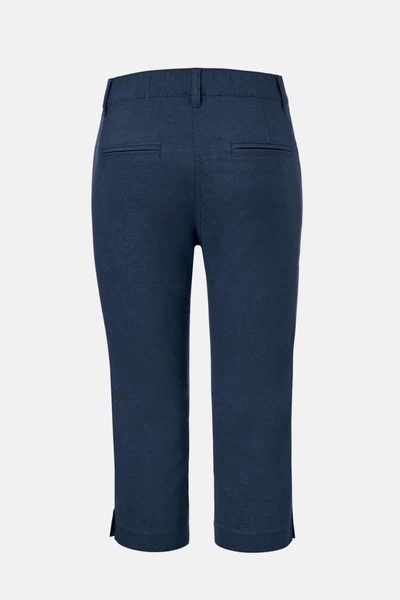 Tchibo Women Slim Fit Solid Stretchable Knee Pants, Navy - Image 2