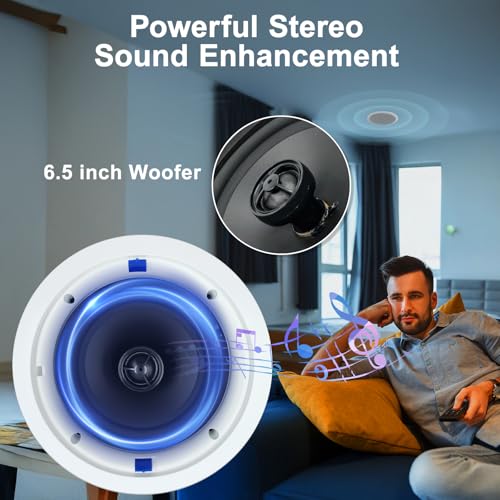 STUDIOFINIX 6.5 Inch Bluetooth Ceiling Speakers 640Watts 2-Way Great for Home Theater, Living Room, Office, Kichten, Study Room, Basement, Covered Patio and Flush Mounts(4 Speakers) - Image 3