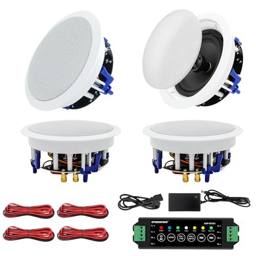 STUDIOFINIX 6.5 Inch Bluetooth Ceiling Speakers 640Watts 2-Way Great for Home Theater, Living Room, Office, Kichten, Study Room, Basement, Covered Patio and Flush Mounts(4 Speakers) - Image 1