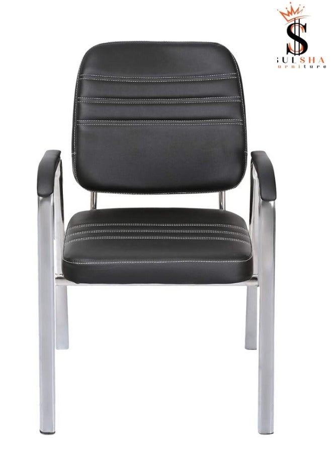 SULSHA Modern Design Leather Visitor Chair With Steel Metal Frame Waiting Room Chair For Home Office And Hospital Chair - Image 1
