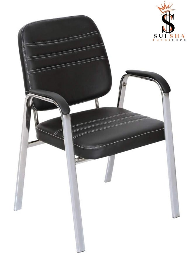 SULSHA Modern Design Leather Visitor Chair With Steel Metal Frame Waiting Room Chair For Home Office And Hospital Chair - Image 2
