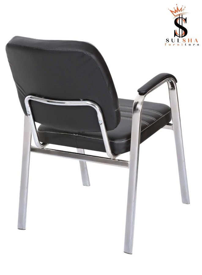 SULSHA Modern Design Leather Visitor Chair With Steel Metal Frame Waiting Room Chair For Home Office And Hospital Chair - Image 3