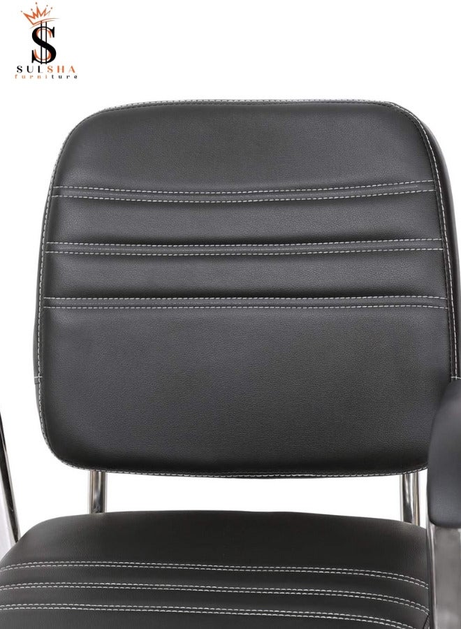 SULSHA Modern Design Leather Visitor Chair With Steel Metal Frame Waiting Room Chair For Home Office And Hospital Chair - Image 4