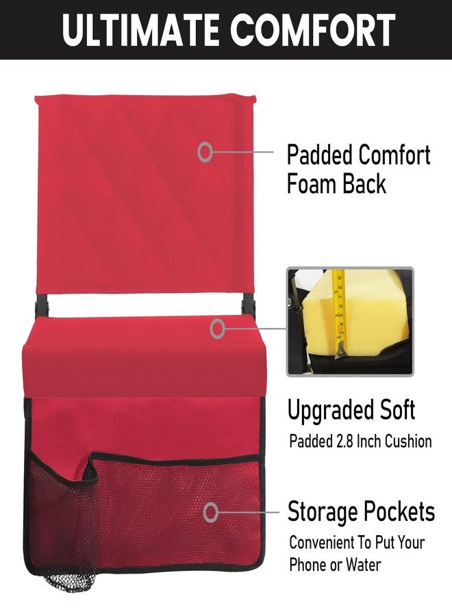 Sheenive Red Stadium Seats for Bleachers with Back Support, Padded Soft Comfy Backs and Cushion, Extremely Large and Portable - Image 5