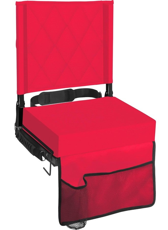 Sheenive Red Stadium Seats for Bleachers with Back Support, Padded Soft Comfy Backs and Cushion, Extremely Large and Portable - Image 1