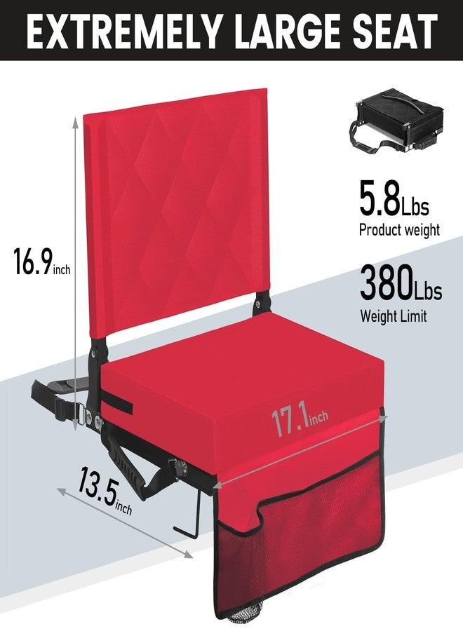 Sheenive Red Stadium Seats for Bleachers with Back Support, Padded Soft Comfy Backs and Cushion, Extremely Large and Portable - Image 4