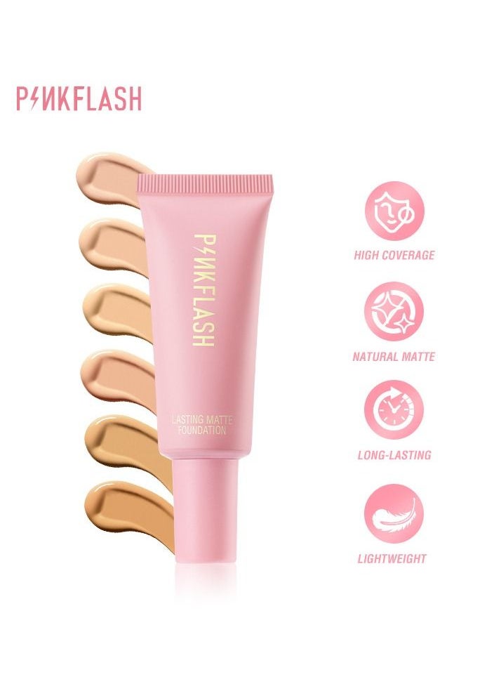 PINKFLASH - Pinkflash BB Cream Full Cover Face Base Waterproof Long-lasting Liquid Foundation. #1 Vanilla - Image 1