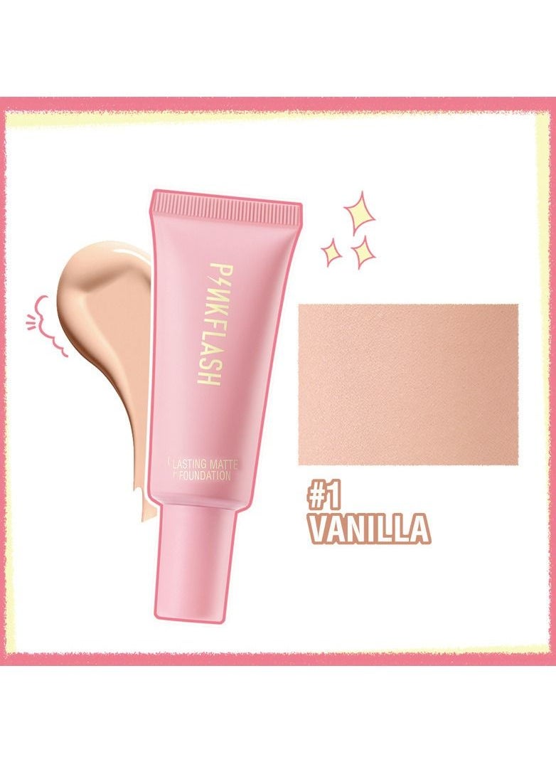 PINKFLASH - Pinkflash BB Cream Full Cover Face Base Waterproof Long-lasting Liquid Foundation. #1 Vanilla - Image 1