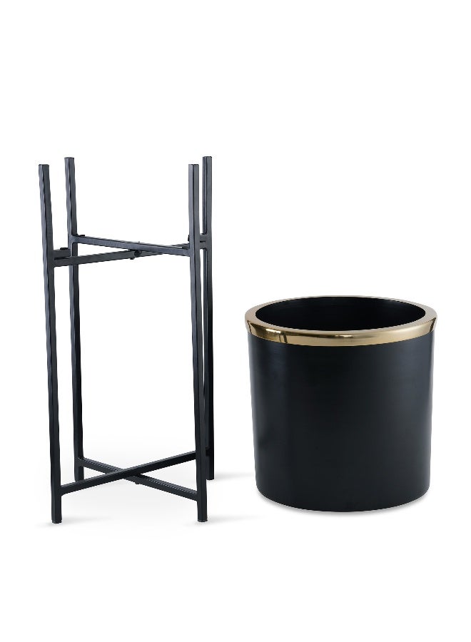 Pan Home وعاء زراعة معدني جيلدا مع قاعدة 8X8X55.88 سم - أسود - Image 4