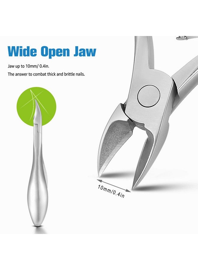 FERYES Toenail Clippers For Thick, Ingrown Toenails - Large Handle Toenail Cutters, Ingrown Tools 4R14 Stainless Steel Nail Clippers - Silver - Image 3