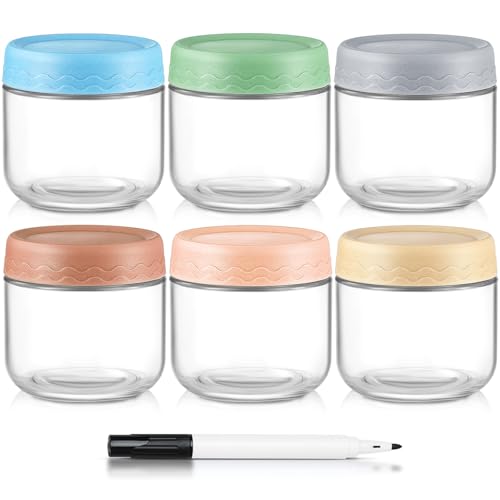 DRKIO 10 Oz Overnight Oats Containers with Lids - 6 Pack Glass Storage Jars with Airtight Lids Wide Mouth Mason Food Jars Great for Meal Prep Salad Chia Pudding Snacks Yogurt Sugar Spice Cereal - Image 1