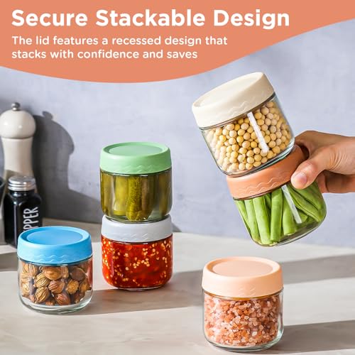 DRKIO 10 Oz Overnight Oats Containers with Lids - 6 Pack Glass Storage Jars with Airtight Lids Wide Mouth Mason Food Jars Great for Meal Prep Salad Chia Pudding Snacks Yogurt Sugar Spice Cereal - Image 4