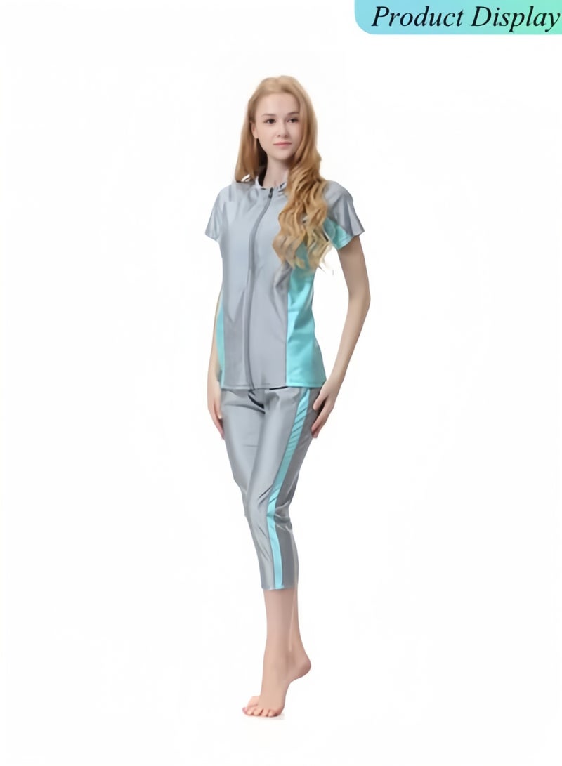 HALAMODO Women Modest Muslim Swimsuit, Short Sleeves Swimsuits, Muslim Beachwear, Swimming Swim Suit - Image 4