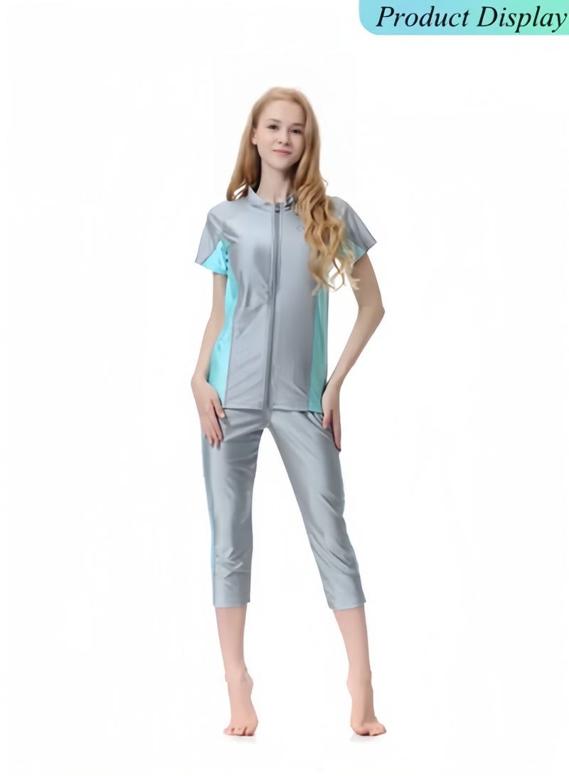 HALAMODO Women Modest Muslim Swimsuit, Short Sleeves Swimsuits, Muslim Beachwear, Swimming Swim Suit - Image 3