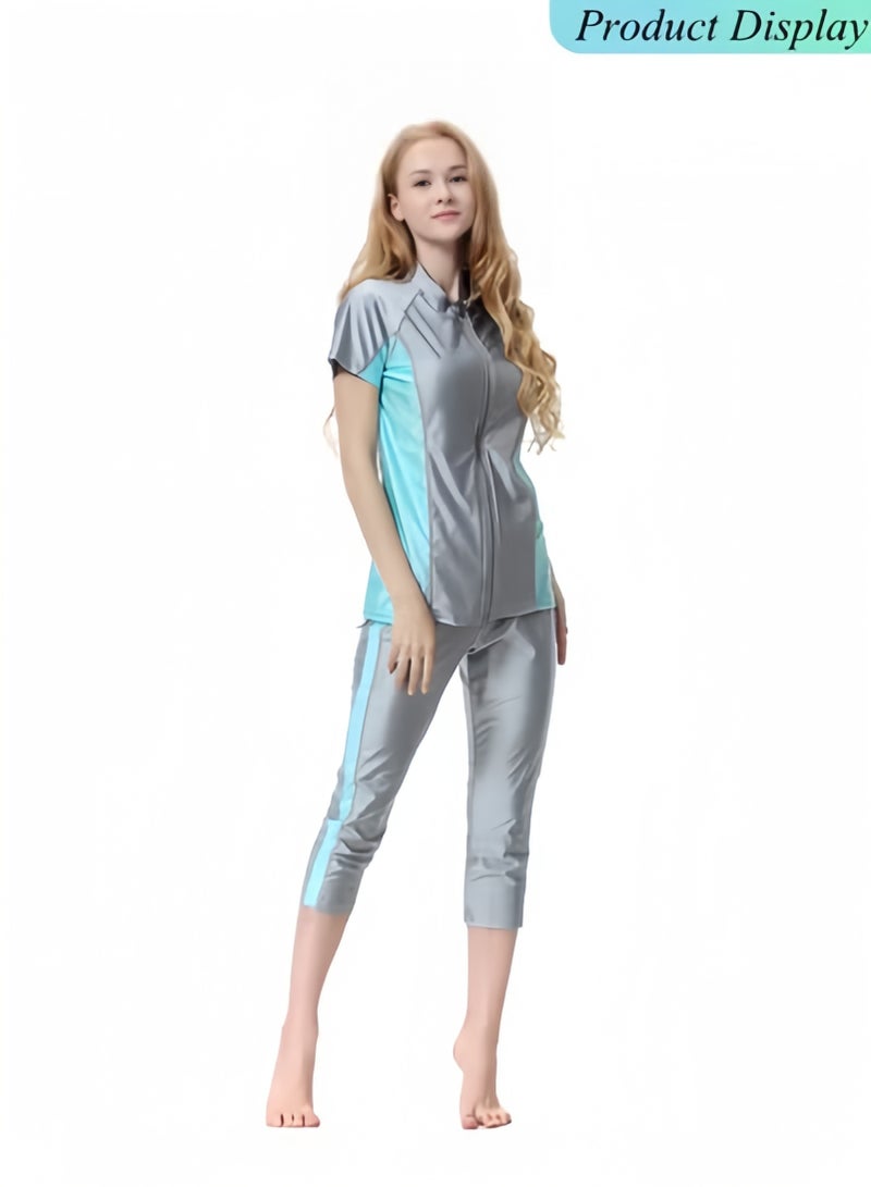 HALAMODO Women Modest Muslim Swimsuit, Short Sleeves Swimsuits, Muslim Beachwear, Swimming Swim Suit - Image 2