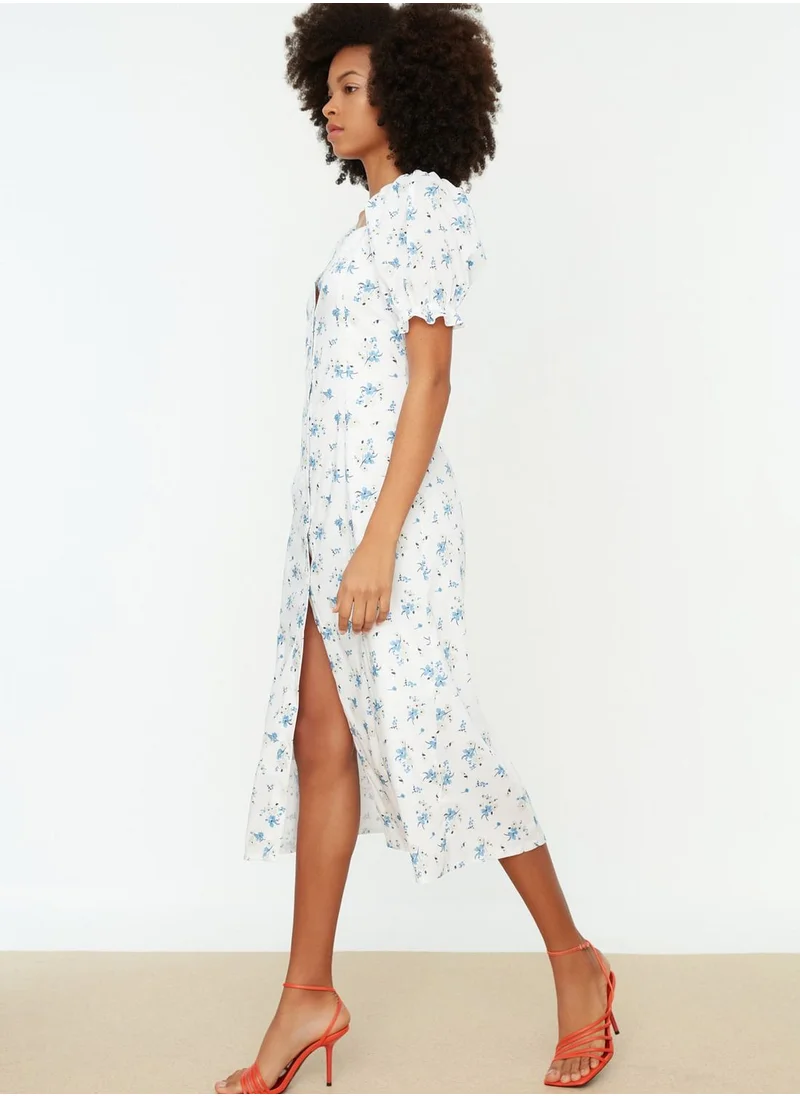 trendyol Balloon Sleeve Floral Print Dress