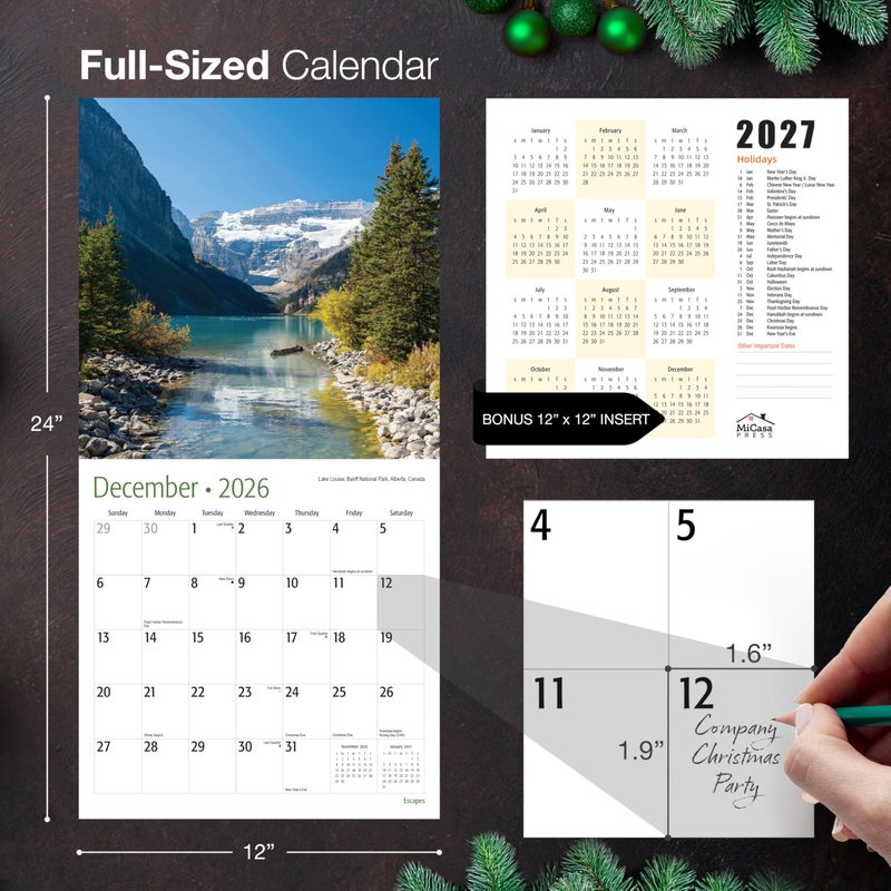 MICASA PRESS Escapes 2026 Wall Calendar 12 Month | 12" x 24" Open | Thick & Sturdy Paper | Holiday Gift | Scenic Travel Nature Calendar 2026 - Image 5