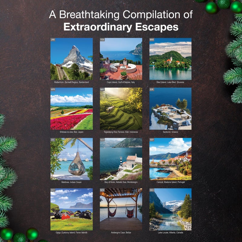 MICASA PRESS Escapes 2026 Wall Calendar 12 Month | 12" x 24" Open | Thick & Sturdy Paper | Holiday Gift | Scenic Travel Nature Calendar 2026 - Image 3