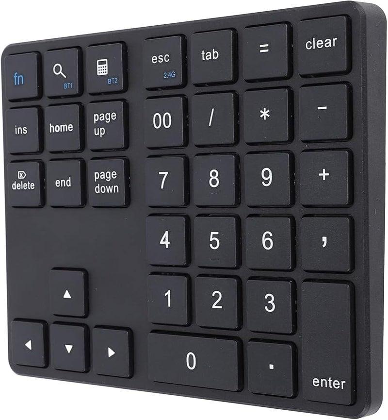 لوحة مفاتيح رقمية لاسلكية 35 مفتاحًا 2.4 جيجا هرتز بلوتوث 5.0 قابلة لإعادة الشحن للكمبيوتر المحمول وكمبيوتر المكتب أسود - Image 1