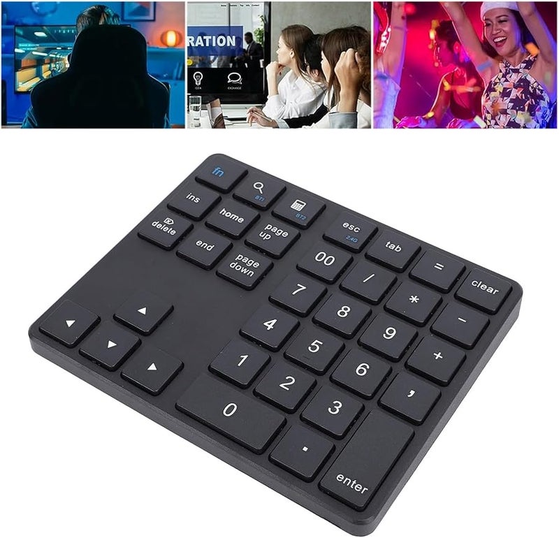 لوحة مفاتيح رقمية لاسلكية 35 مفتاحًا 2.4 جيجا هرتز بلوتوث 5.0 قابلة لإعادة الشحن للكمبيوتر المحمول وكمبيوتر المكتب أسود - Image 3