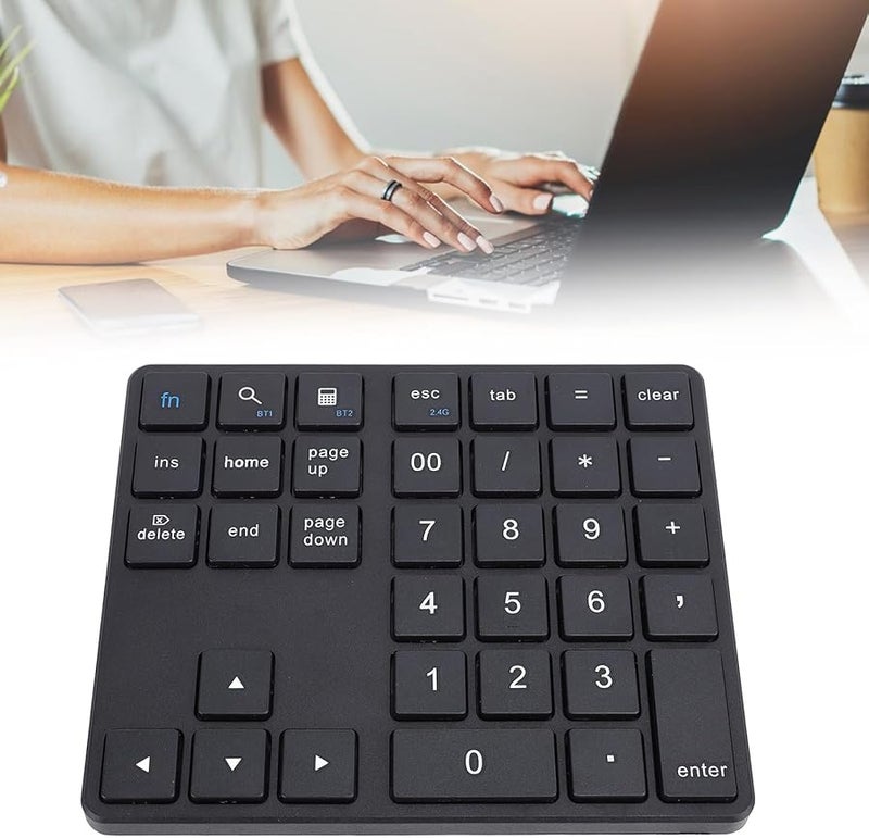 لوحة مفاتيح رقمية لاسلكية 35 مفتاحًا 2.4 جيجا هرتز بلوتوث 5.0 قابلة لإعادة الشحن للكمبيوتر المحمول وكمبيوتر المكتب أسود - Image 4