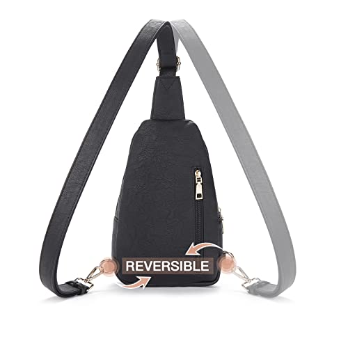 Telena Sling Bag for Women Leather Fanny Pack Crossboday Bags Sling Backpack for Women Black - Image 5