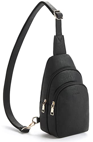 Telena Sling Bag for Women Leather Fanny Pack Crossboday Bags Sling Backpack for Women Black - Image 1