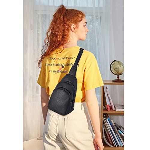 Telena Sling Bag for Women Leather Fanny Pack Crossboday Bags Sling Backpack for Women Black - Image 2