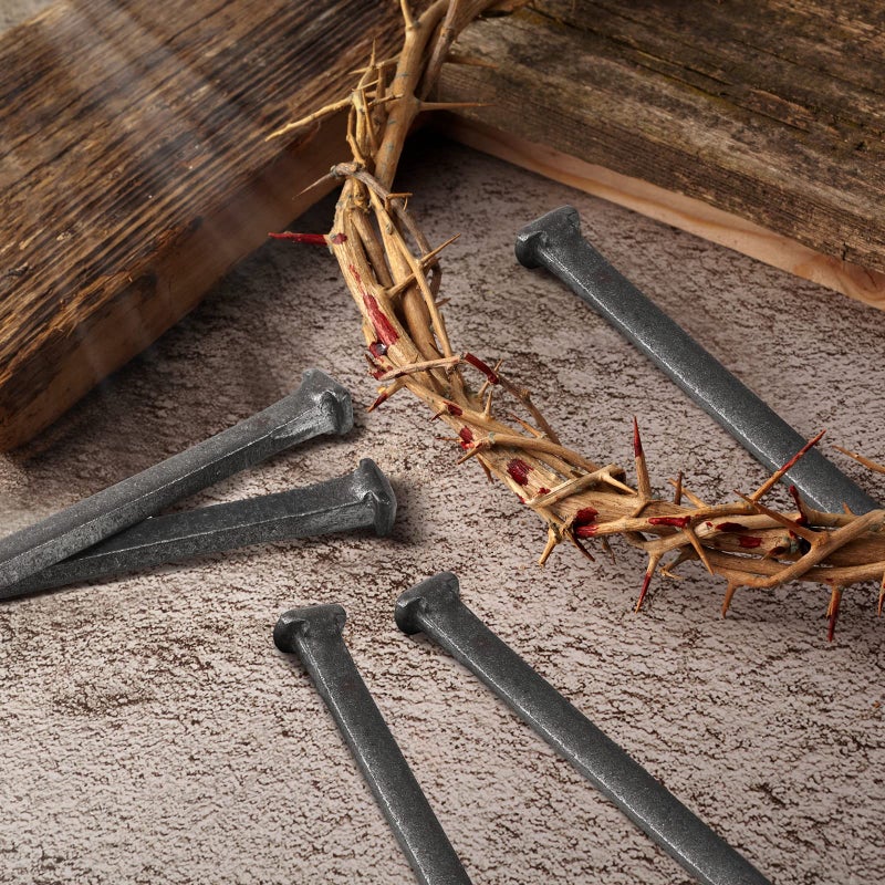 Sosation 6 Pcs Crucifix Iron Nails Passion of Jesus Christ Crucifixion Nails Metal Steel Replica Crucifixion Tack Roman Flat Head Tack for Church Christian Home Christmas Easter (6 Inch) - Image 5