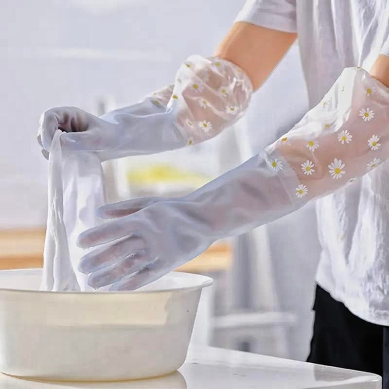 Parssufy Polyvinyl Chloride Reusable Heavy Duty Hand Gloves For Dishwashing, Gardening, Kitchen Cleaning Non-Slippery & Durable Long Elbow Length 1 Pair (Grey) - Image 1