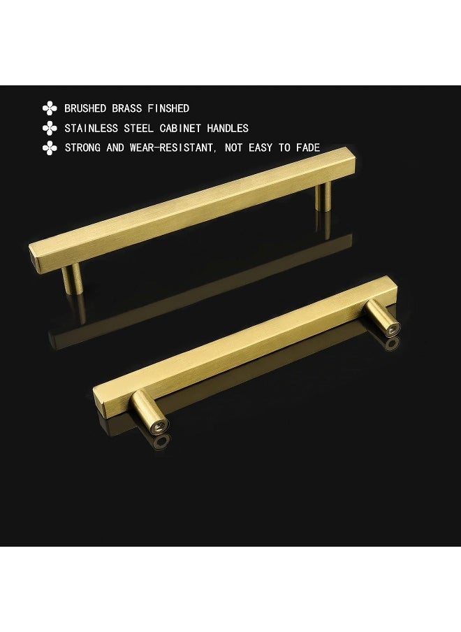 Generic Brushed Brass Cabinet Pulls Gold Kitchen Hardware 5Pack - Ls1212Gd160 Gold Handles For Cabinet Square T Bar Drawer Pulls Door Handles 6-1/4 Inch Hole Centers  - Image 3