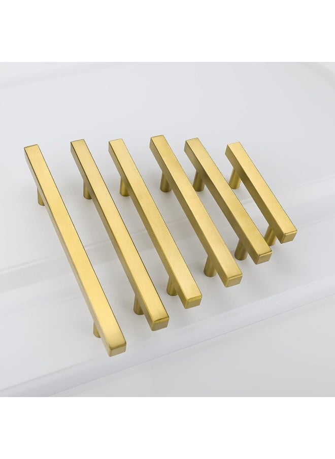 Generic Brushed Brass Cabinet Pulls Gold Kitchen Hardware 5Pack - Ls1212Gd160 Gold Handles For Cabinet Square T Bar Drawer Pulls Door Handles 6-1/4 Inch Hole Centers  - Image 2