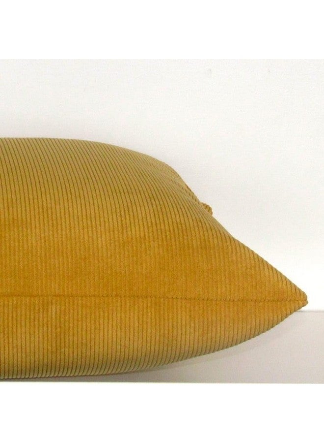 Guffaw / Corduroy/Stripped/Luxury 340 TC Cushion Covers Standard Size 16"X16" Inches (Mustard, 4) - Image 3