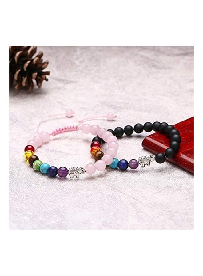 Top Plaza 7 Chakra Bead Bracelet Elephant Gifts Distance Couples Bracelets Lava Rock Stone Healing Crystals Yoga Anxiety Bracelets  Men, 8.5 inches, Stone Crystal Metal  - Image 3