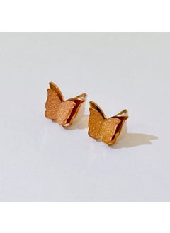 Generic Butterfly Matte Stud Earrings Titanium Rose Gold [733] frosted butterfly rose gold 
