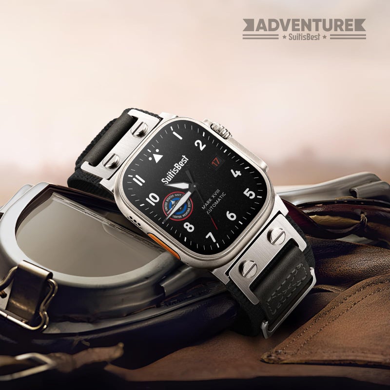 Suitisbest أشرطة Suitisbest المتينة متوافقة مع ساعة آبل ألترا 49mm 46mm 45mm 44mm 42mm، حزام معدني رياضي من النايلون العسكري 3 حلقات متين لسلسلة iWatch 11 10 9 8 7 6 5 4 3، SE 3 2 1، ألترا 3 2 1 - Image 5