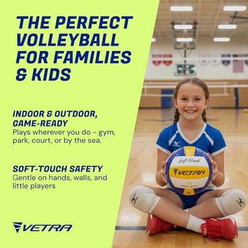 VETRA Volleyball Soft Touch Volley Ball Official Size 5 Yellow/Blue/White Outdoor Indoor Beach Gym Game Ball New (Yellow/Blue/White) - Image 2