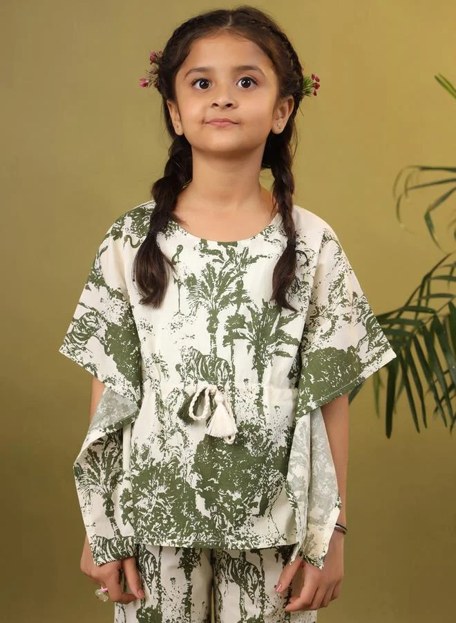 sanskrutihomes sanskrutihomes Tropical Print Drawstring Top and Pyjama Set