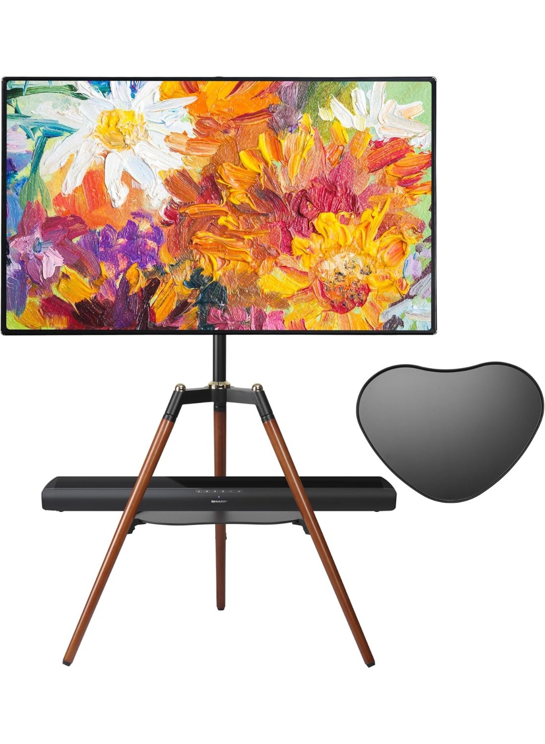 Universal Tripod TV Stand, Tripod Easel TV Stand for 32-65 inch LED LCD Screen Flat Curved Screen, Height Adjustable Studio TV Display Stand with 140° Swivel for Bedroom, Living Room, Corner TV Stand