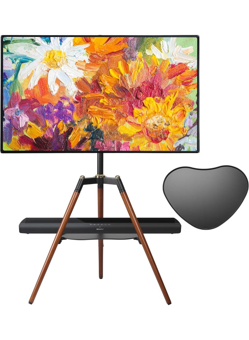 والالا حامل تلفزيون ثلاثي القوائم عالمي، حامل تلفزيون ثلاثي القوائم لشاشة LED LCD مسطحة منحنية مقاس 32-65 بوصة، حامل عرض تلفزيون استوديو قابل لضبط الارتفاع مع دوران 140 درجة لغرفة النوم وغرفة المعيشة وحامل تلفزيون زاوية - Image 1